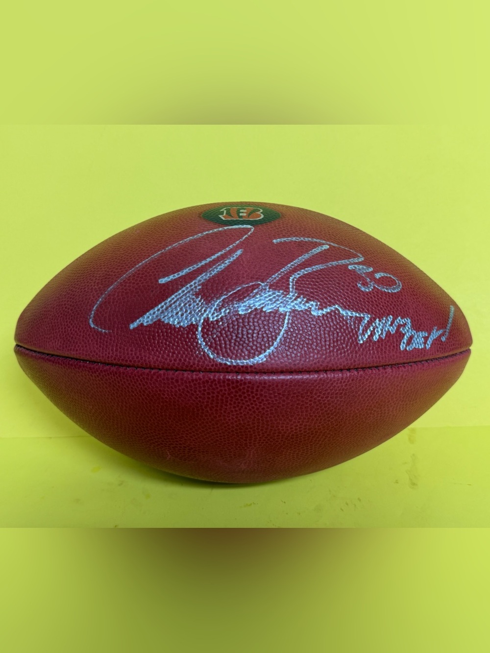 Chase Brown Cincinnati Bengals Autograph Game Issued Ball “Who Dey!” AUTHENTIC
